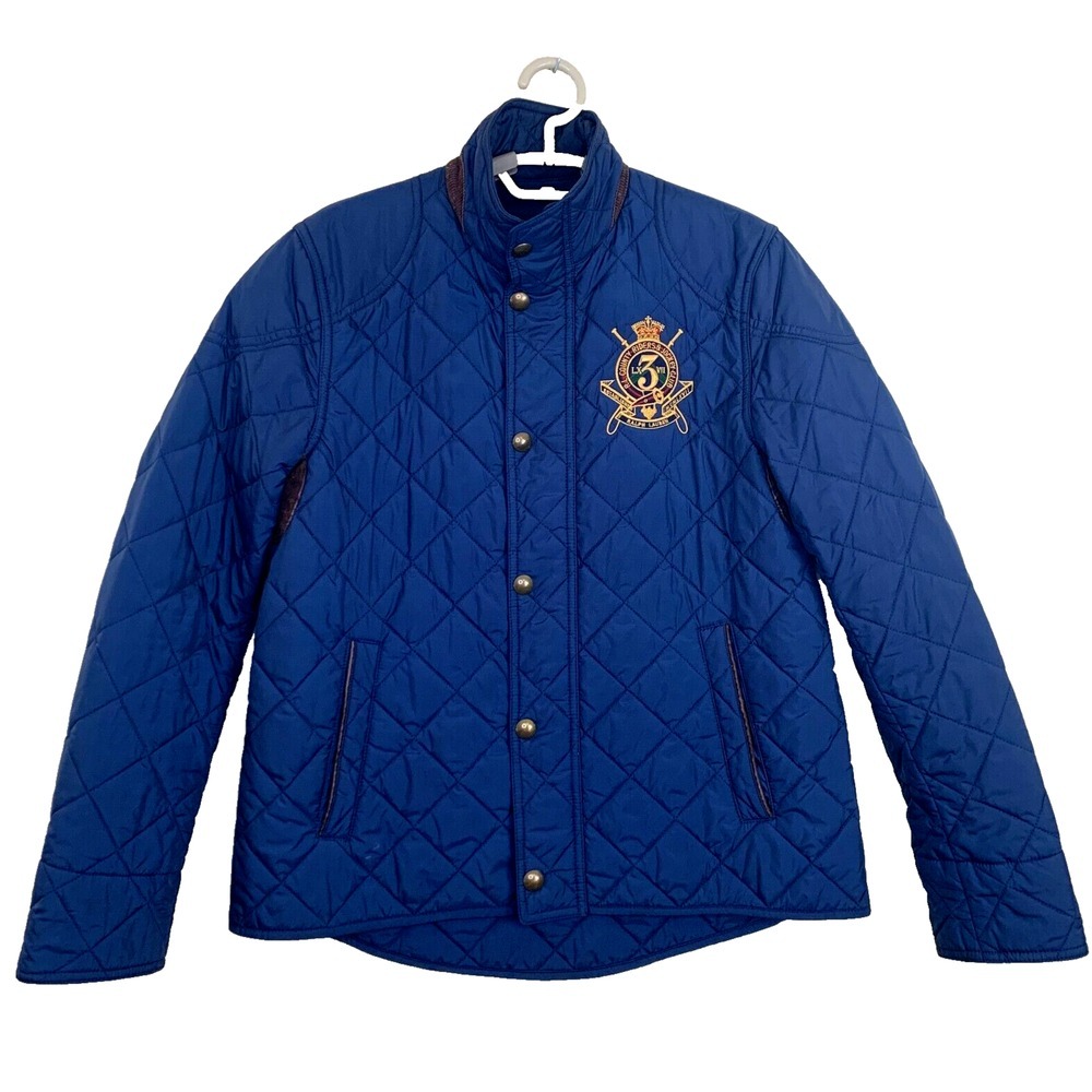Polo Ralph Lauren Womens Jacket Sport County Riders Jockey Club Quilted Bleu Med